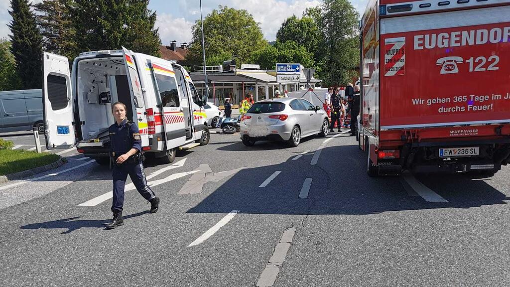Motorrad contra Moped in Eugendorf