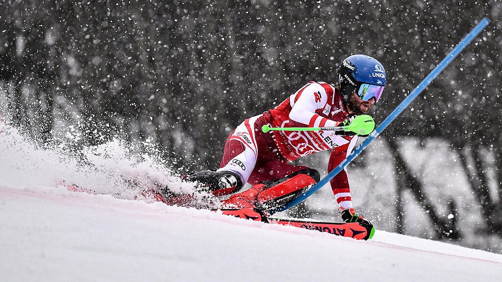 Marco Schwarz im 1. DG im Slalom von Chamonix