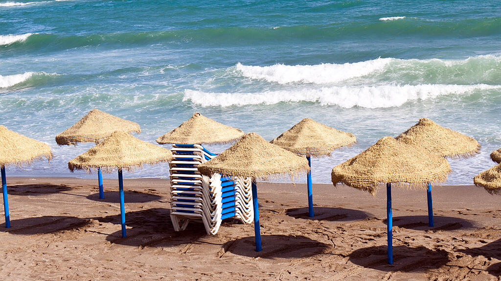 Strand, Liegestühle, Meer, Urlaub, SB
