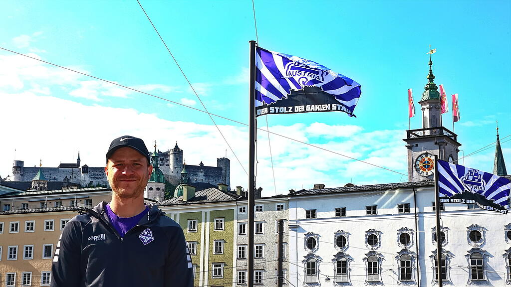 Austria-Salzburg-Fahnen auf der Staatsbrücke