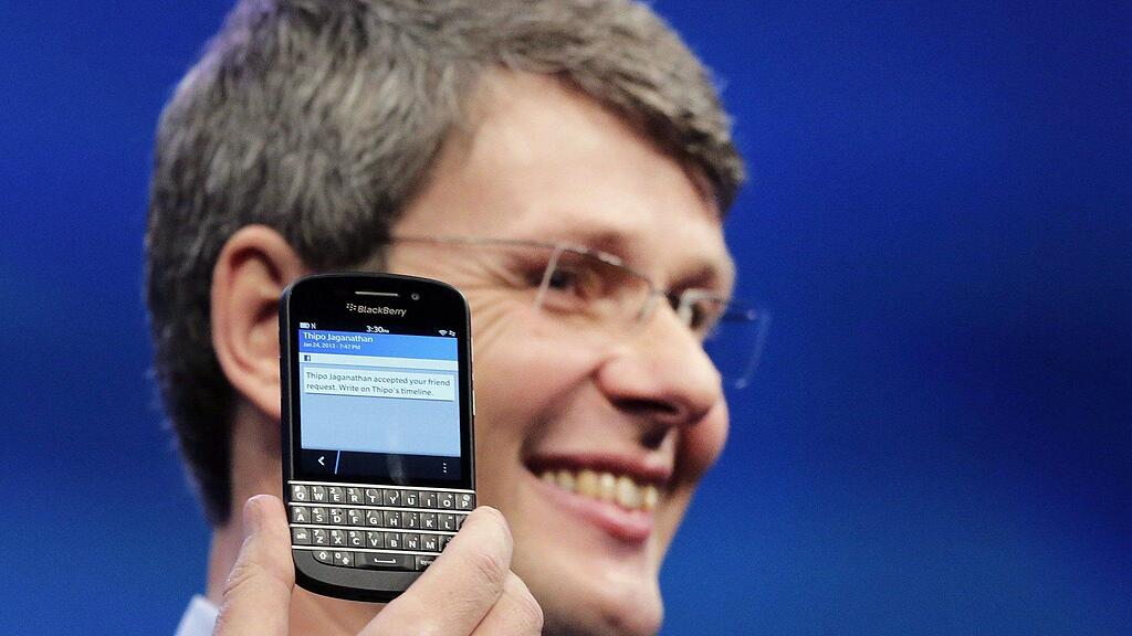 Blackberry-Chef Thorsten Heins: Maximal noch großes Disply am Arbeitsplatz nötig.