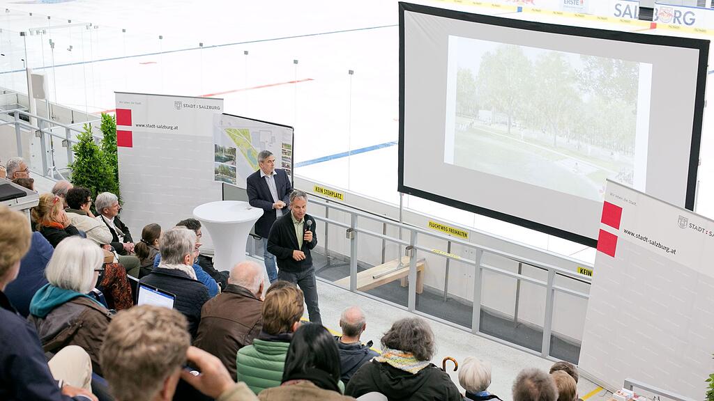 Rund 50 Interessierte lauschten der Projektpräsentation in der Eisarena.