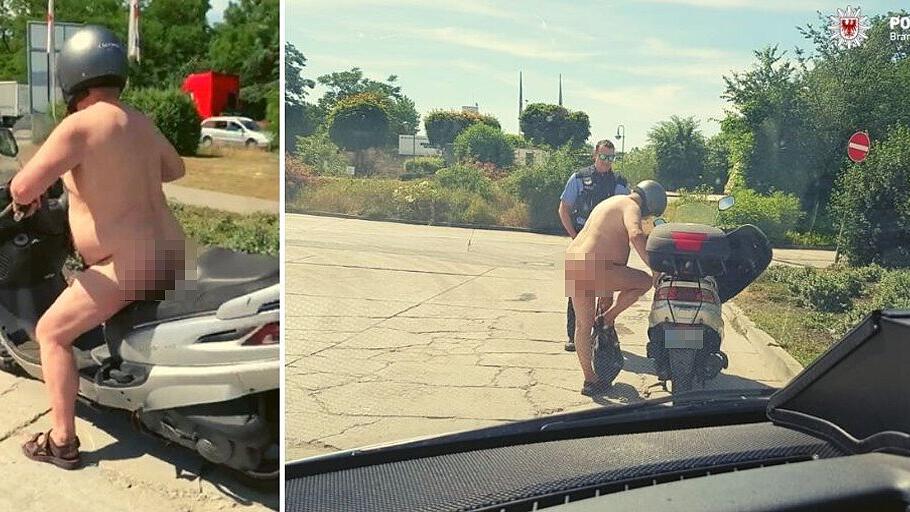 Nackter Mopedfahrer