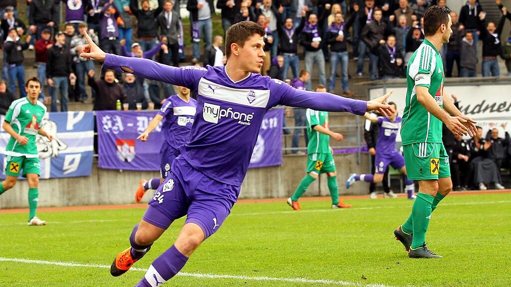 Austrias Goalgetter Marko Vujic durfte wieder jubeln. Er schoss den 2:1-Siegestreffer.