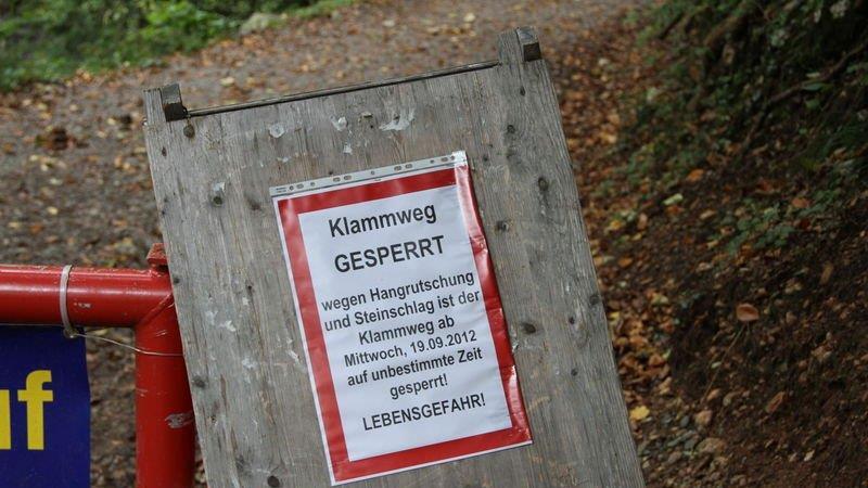 Glasenbach Klamm gesperrt